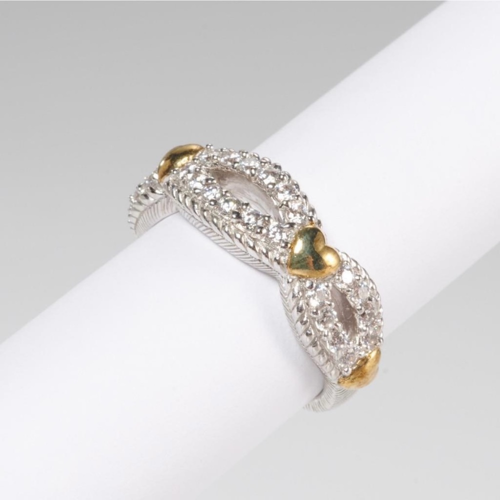 Judith Ripka Silver Ring with Gold Heart Accents - Picture 13 of 13